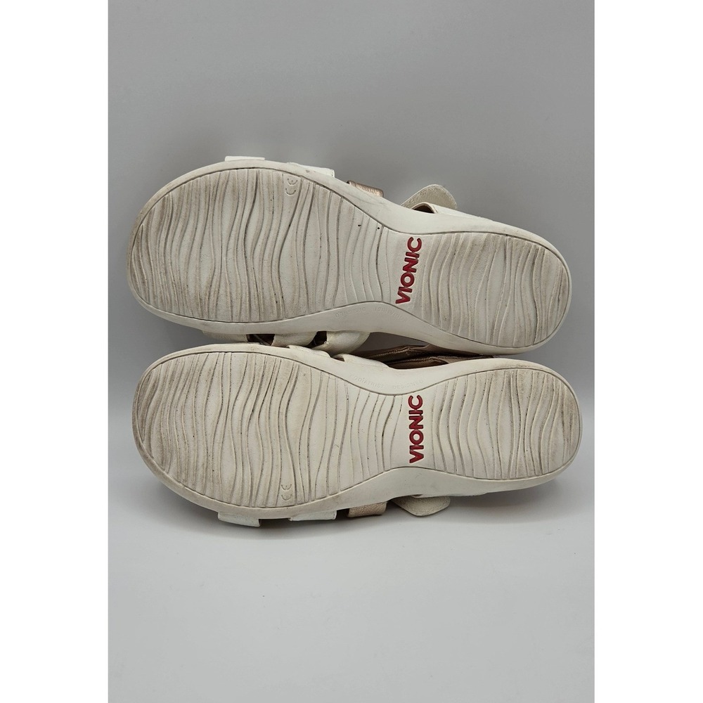 Vionic Hadlie Women's Sandals 8 White Gold Patent Leather Orthotic Slide Comfort - Picture 8 of 13